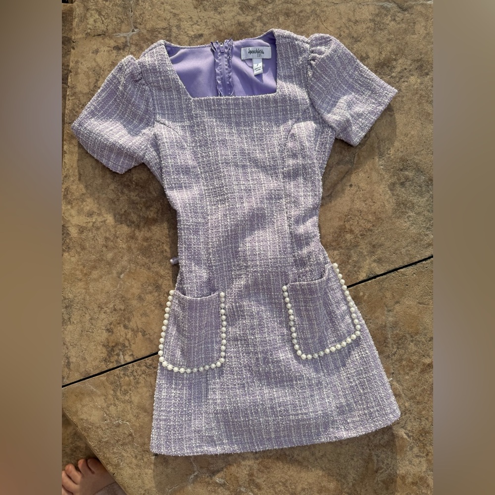 Speechless Lavender Tweed Kids Dress w/pears  size 7 formal girls fancy